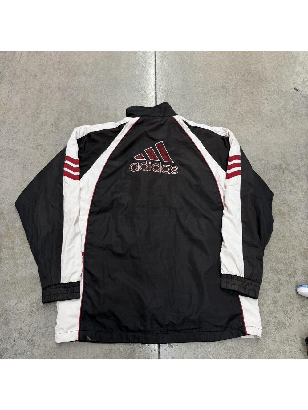 vintage adidas black white and red zip up track jacket size large
